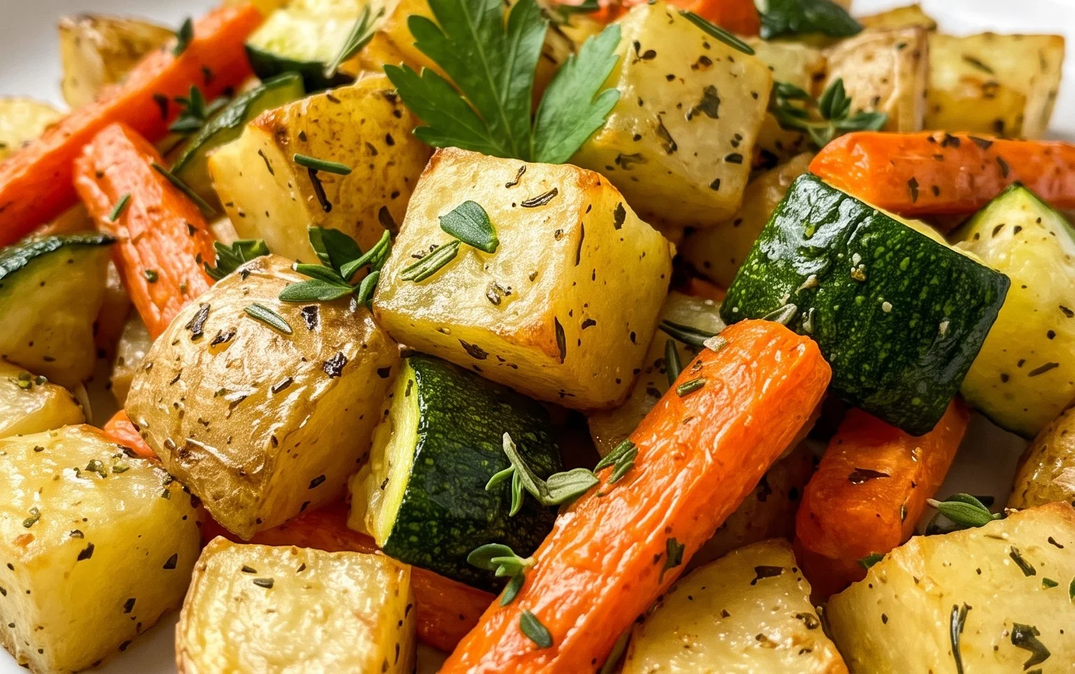 Garlic Herb Roasted Potatoes Carrots and Zucchini