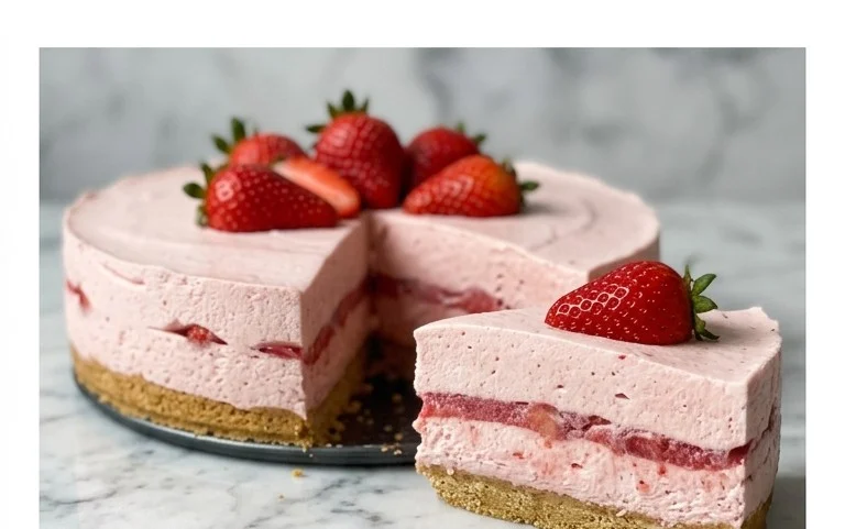3 Ingredient No Bake Strawberry Cloud Cake