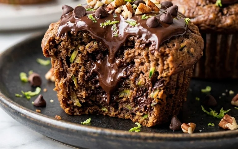 Healthy & Moist Chocolate Zucchini Muffins