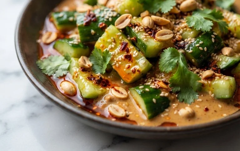 Cucumbers in Spicy Peanut Sauce