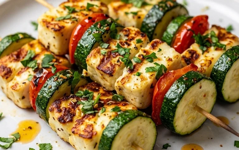 Halloumi Zucchini Spieße Vom Grill: Sommerlich, Lecker & Vegetarisch