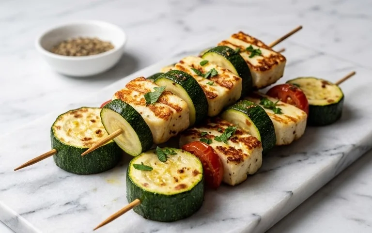 Halloumi Zucchini Spieße Vom Grill: Sommerlich, Lecker & Vegetarisch