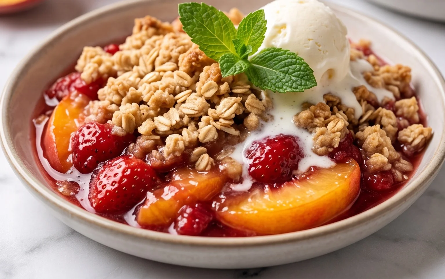 Peach & Strawberry Crisp