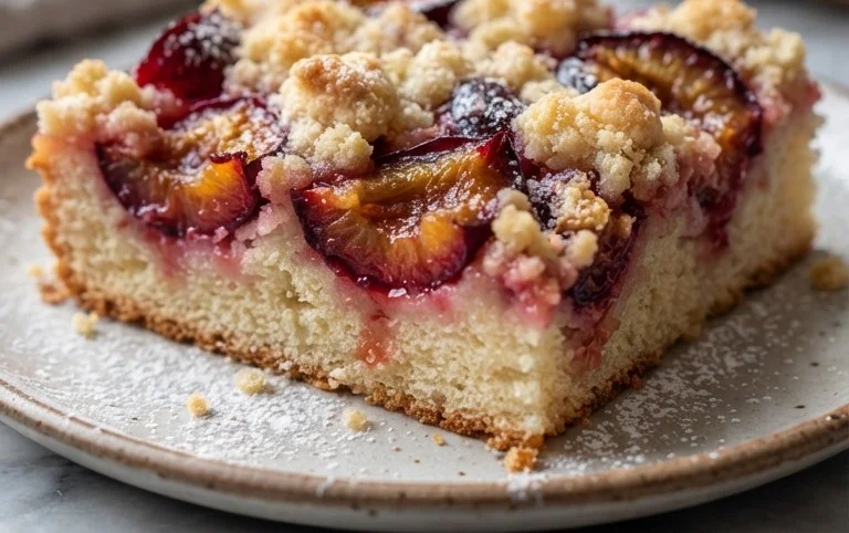 Rezept für Streusel-Pflaumenkuchen vom Blech mit Hefeteig
