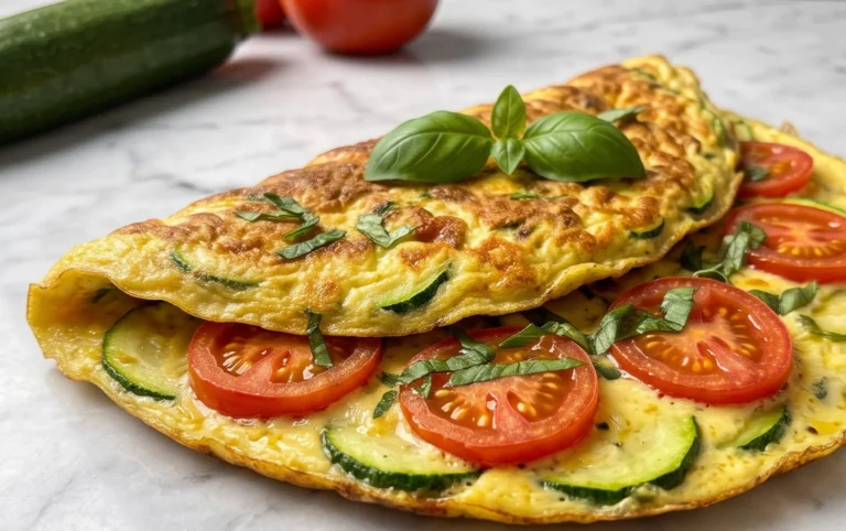 Zucchini-Omelett mit Tomaten und Basilikum