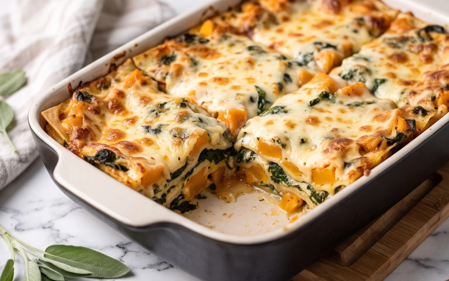 Butternut-Kürbis-Spinat-Lasagne: Cremig & Herzhaft