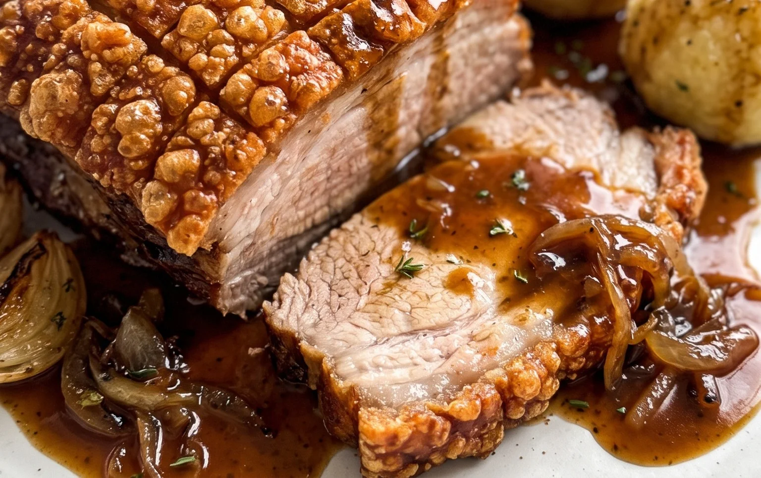 Schweinekrustenbraten Wikinger Art mit Biersauce
